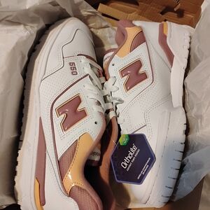 New Balance 550 White and Pink Sneakers